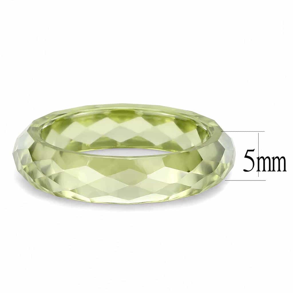 Stainless Steel Green Ceramic Faceted Band Ring view 2