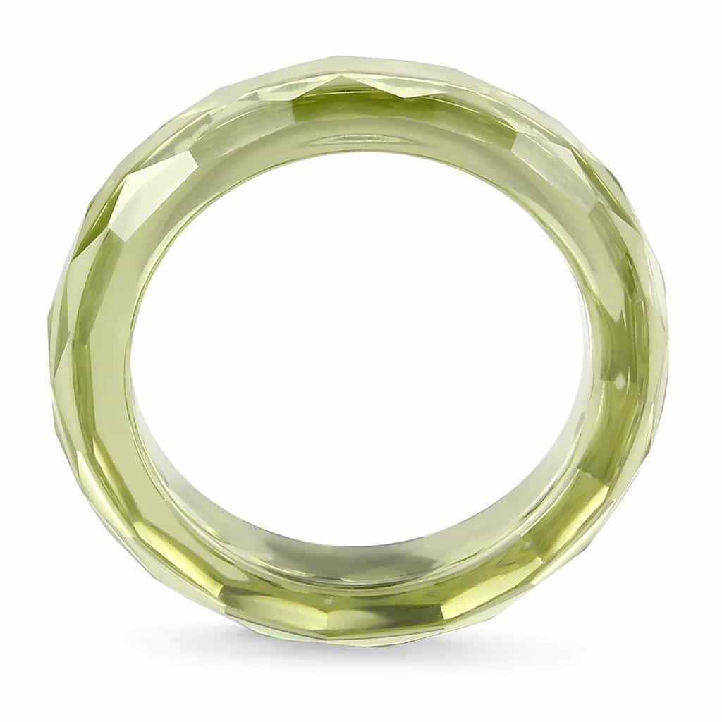 Stainless Steel Green Ceramic Faceted Band Ring view 7