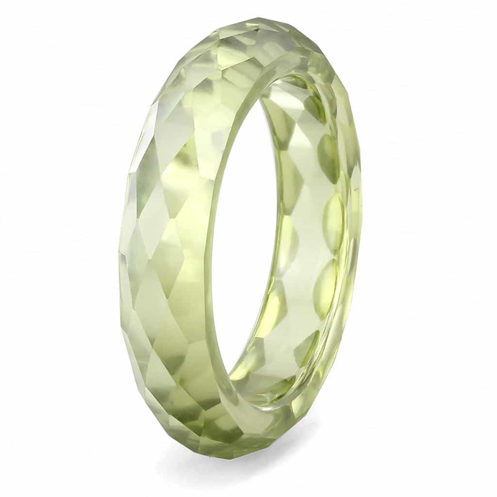 Stainless Steel Green Ceramic Faceted Band Ring view 4