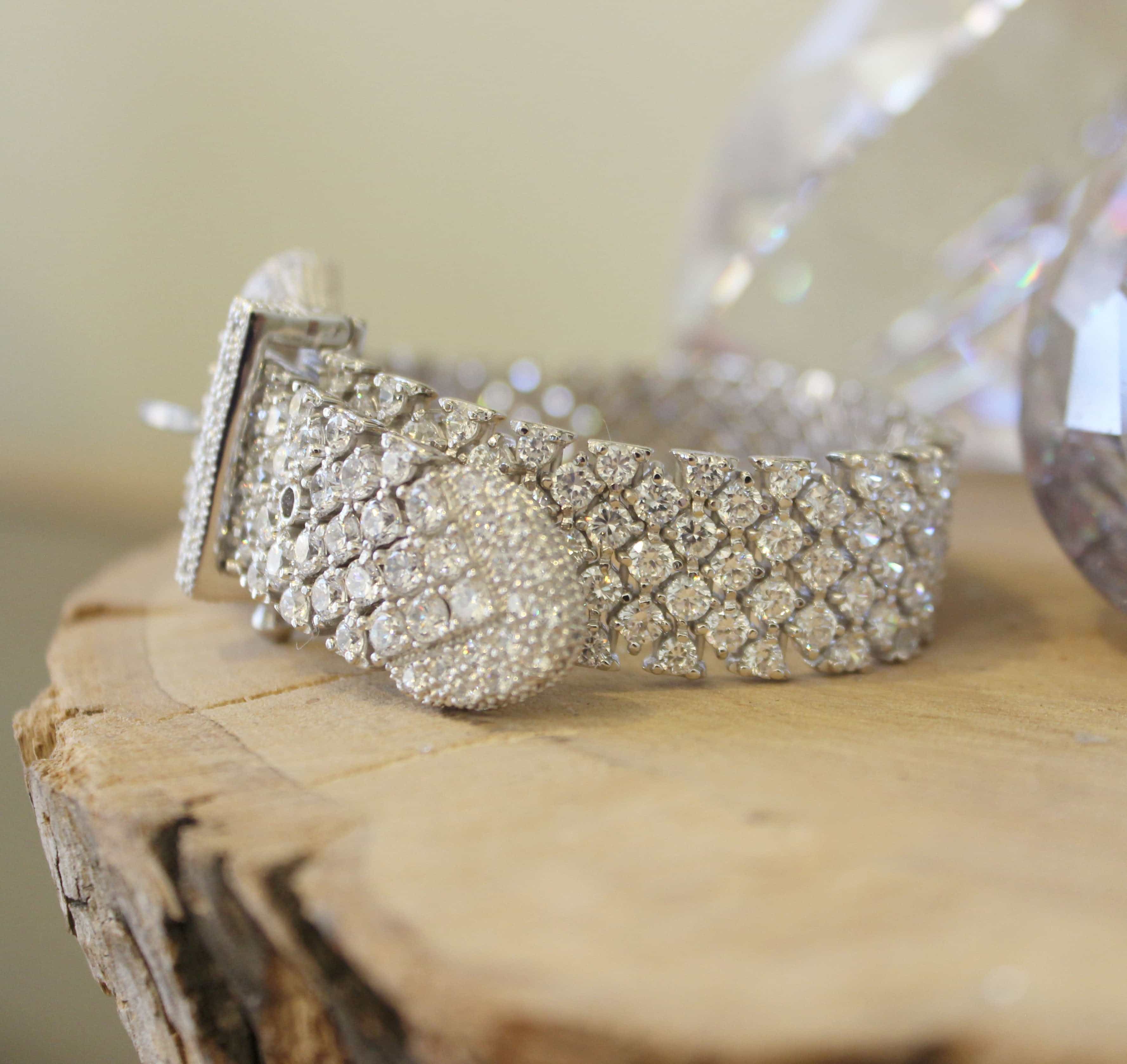 Sterling Silver CZ Pave Bow Ribbon Bangle Bracelet view 3