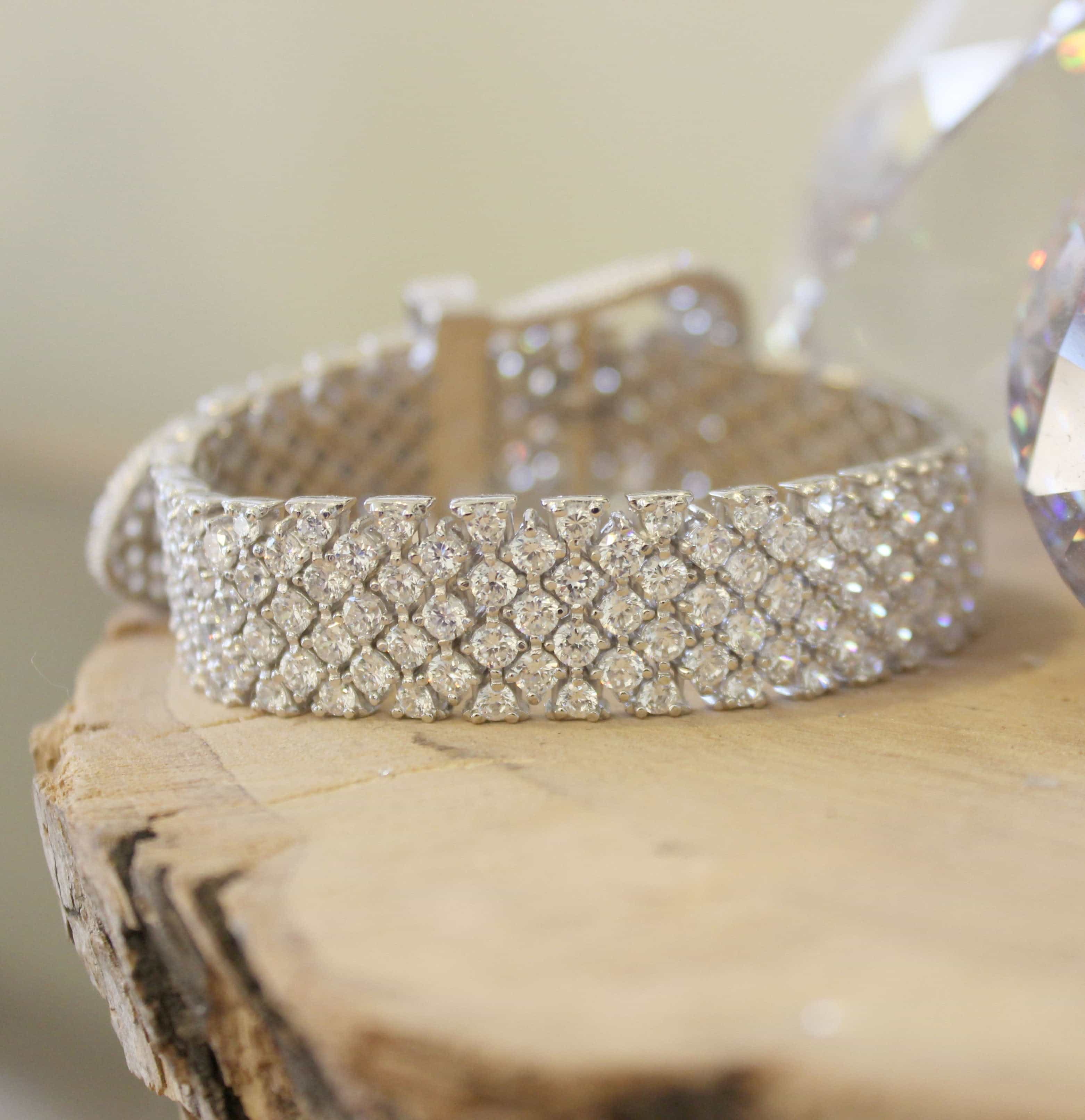Sterling Silver CZ Pave Bow Ribbon Bangle Bracelet view 4