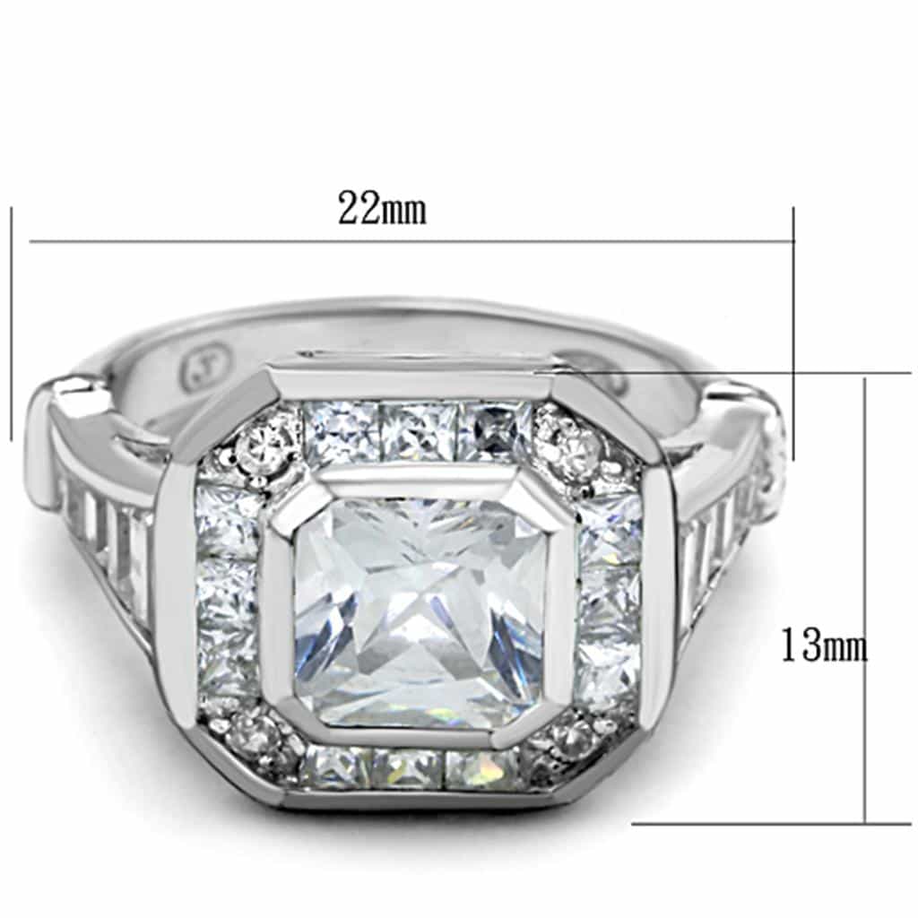 Sterling Silver CZ Princess Halo Channel Wide Band Ring view 6