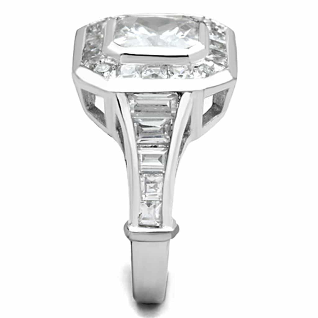 Sterling Silver CZ Princess Halo Channel Wide Band Ring view 8