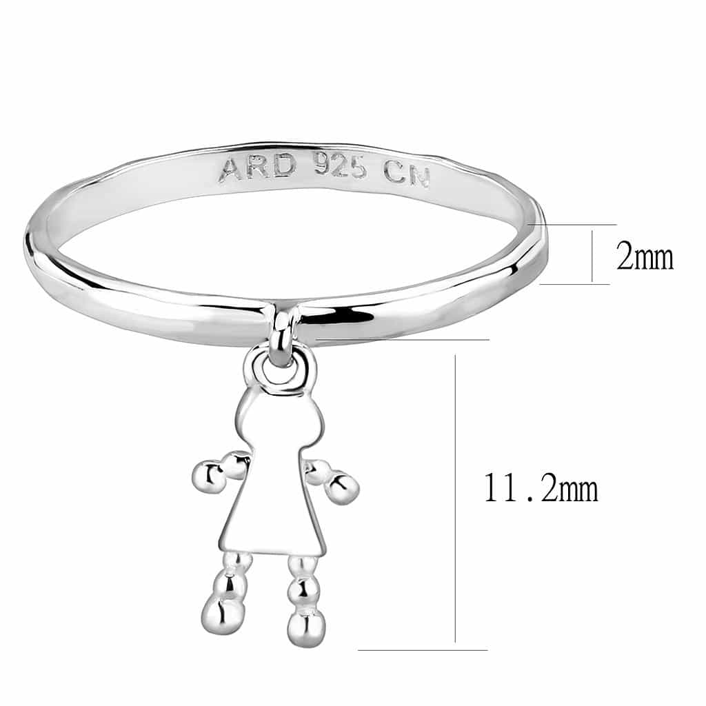 Sterling Silver Girl Silhouette Charm Dangle Ring view 6