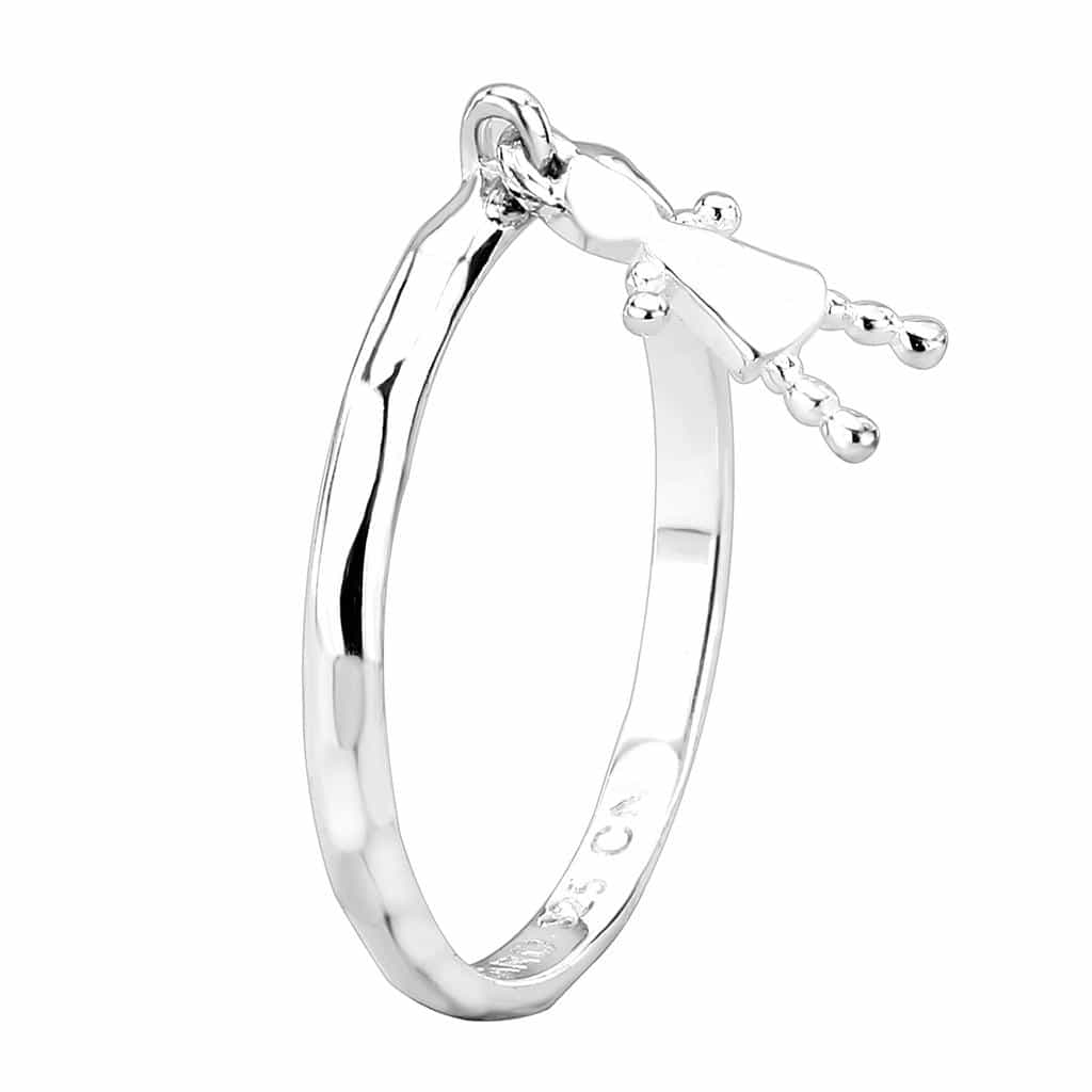 Sterling Silver Girl Silhouette Charm Dangle Ring view 8
