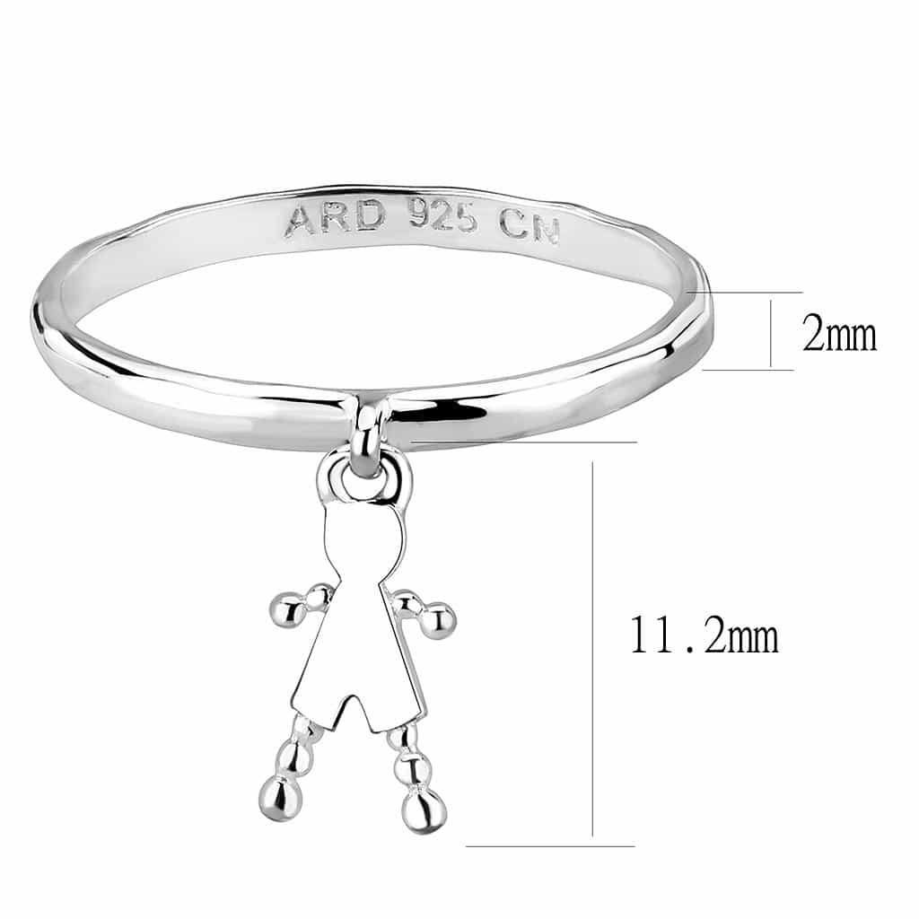 Sterling Silver Boy Silhouette Charm Dangle Ring view 2