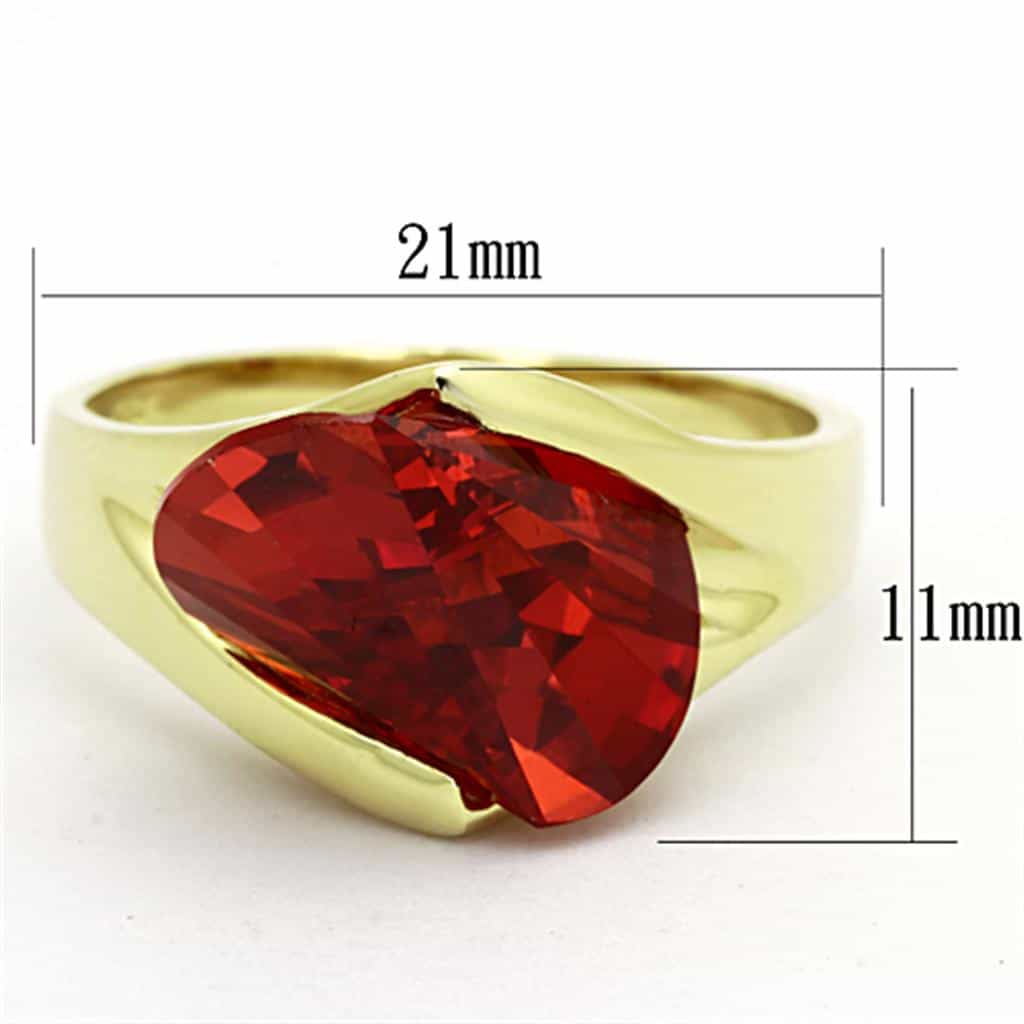 Sterling Silver Gold Red Garnet Fancy Cut Wedge Solitaire Ring view 4