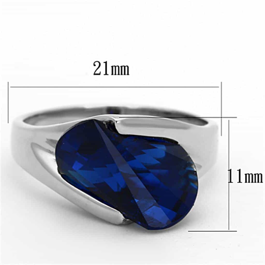 Sterling Silver Blue Sapphire Fancy Cut Wedge Solitaire Ring view 2