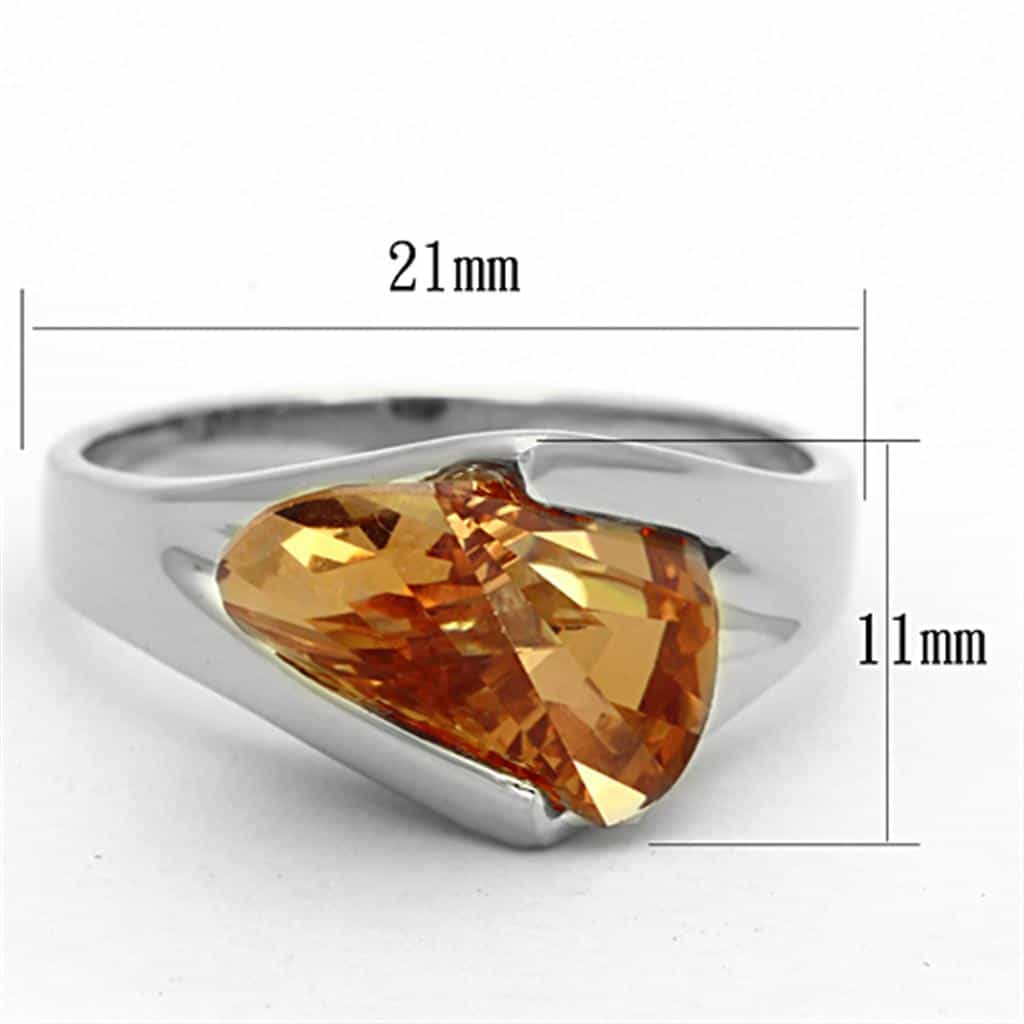 Sterling Silver Champagne CZ Fancy Cut Wedge Solitaire Ring view 2