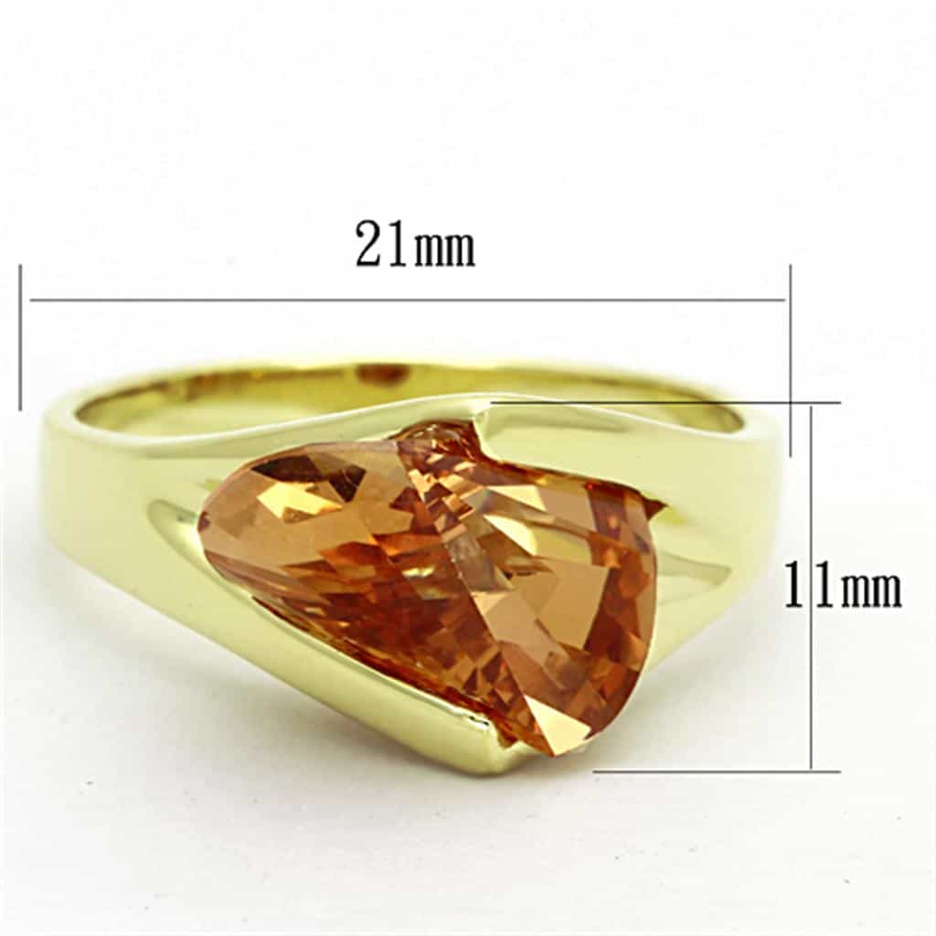 Sterling Silver Gold Champagne CZ Fancy Cut Wedge Solitaire Ring view 4