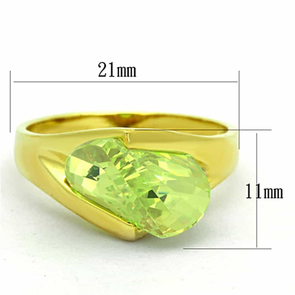 Sterling Silver Gold Peridot Green CZ Fancy Cut Wedge Ring view 4