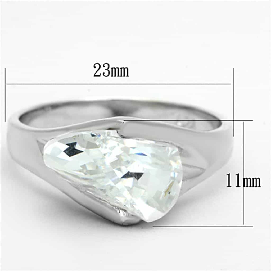 Sterling Silver CZ Fancy Cut Wedge Solitaire Ring view 2