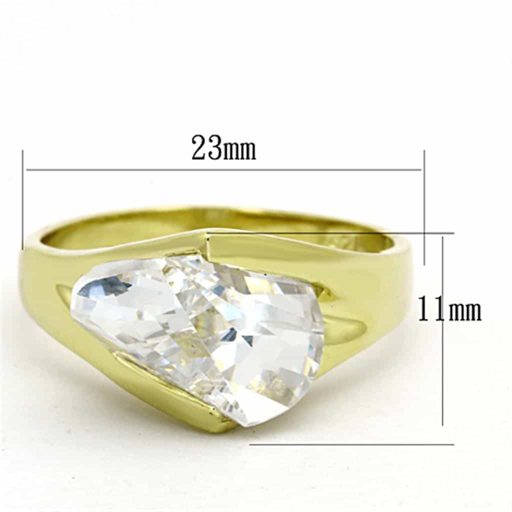 Sterling Silver Gold CZ Fancy Cut Wedge Solitaire Ring view 2