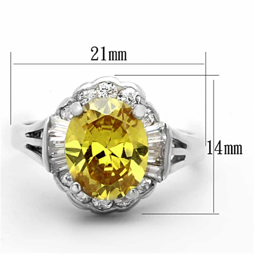 Sterling Silver Yellow Citrine CZ Oval Halo Cocktail Ring view 2