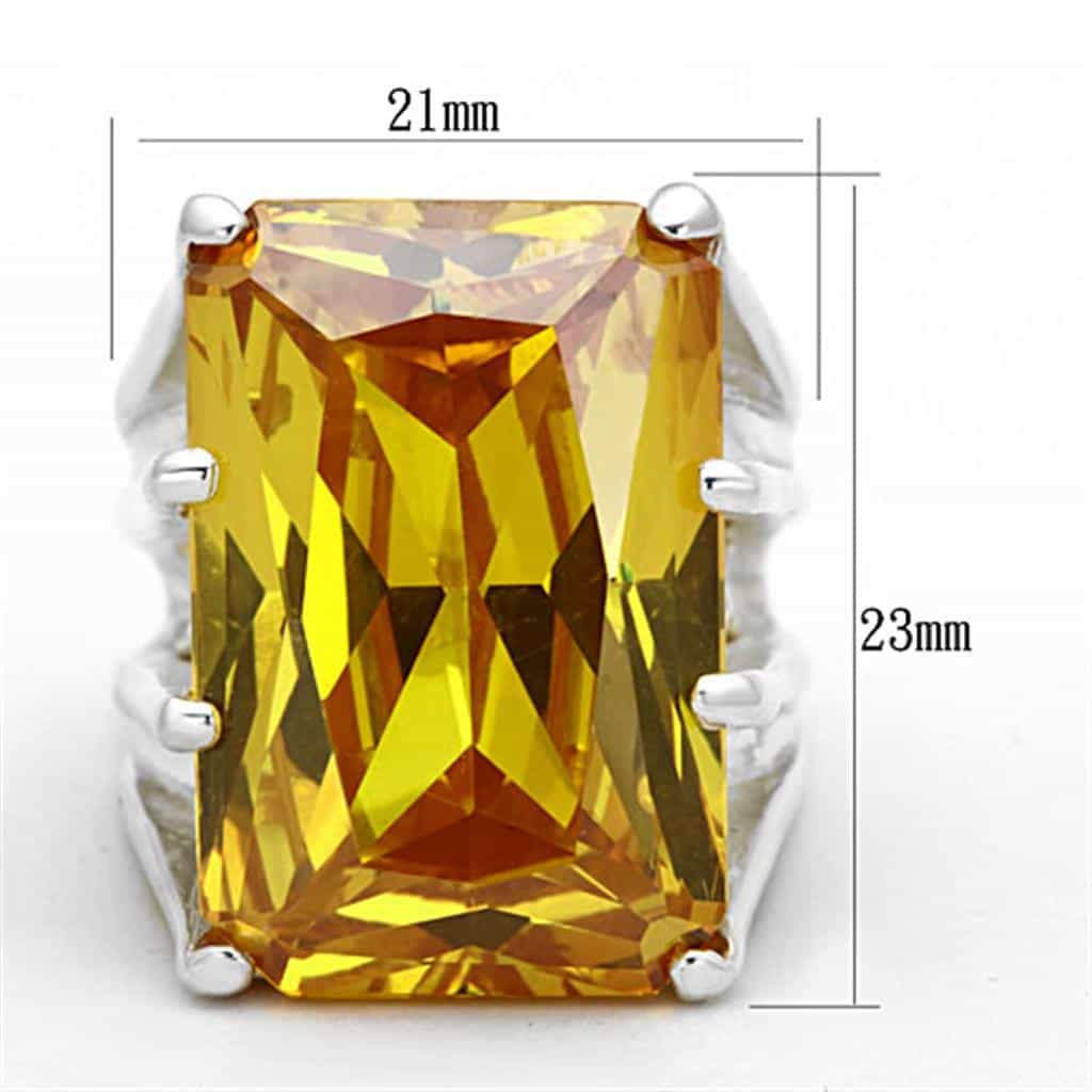Sterling Silver Yellow Citrine Radiant Cut Oversized Ring view 2