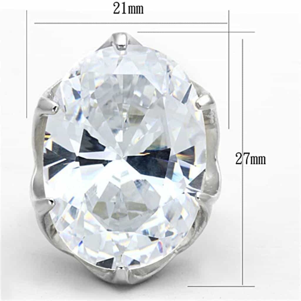 Sterling Silver CZ Oval Oversized Solitaire Ring view 2
