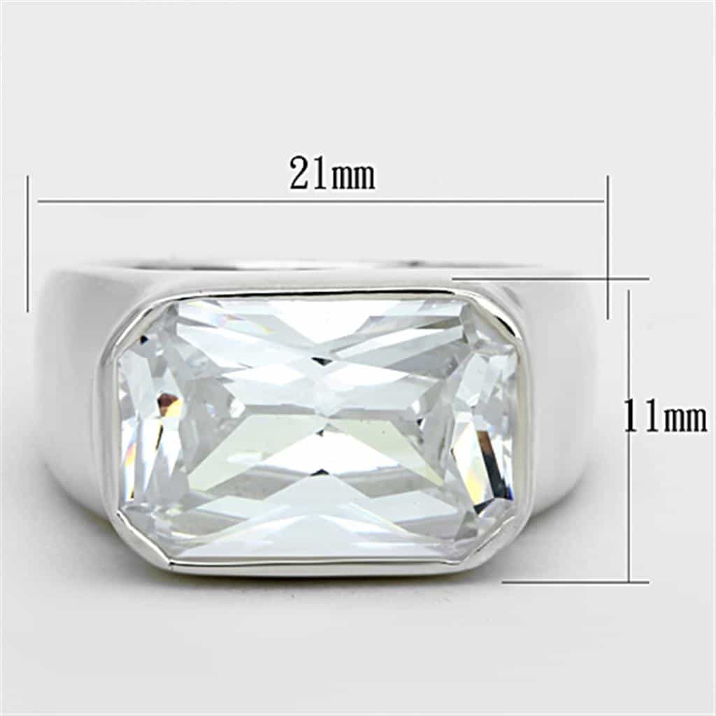 Sterling Silver Emerald Cut Bezel Ring | The Stainless Jewelry view 2