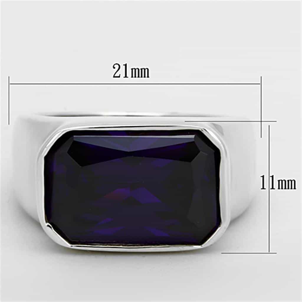Sterling Silver Amethyst Emerald Cut Bezel Signet Ring view 2