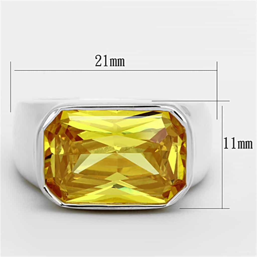 Sterling Silver Yellow Citrine Emerald Cut Bezel Signet Ring view 2