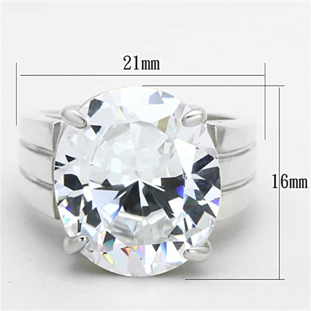 Sterling Silver Oval Solitaire Ring Clear | The Stainless Jewelry view 2