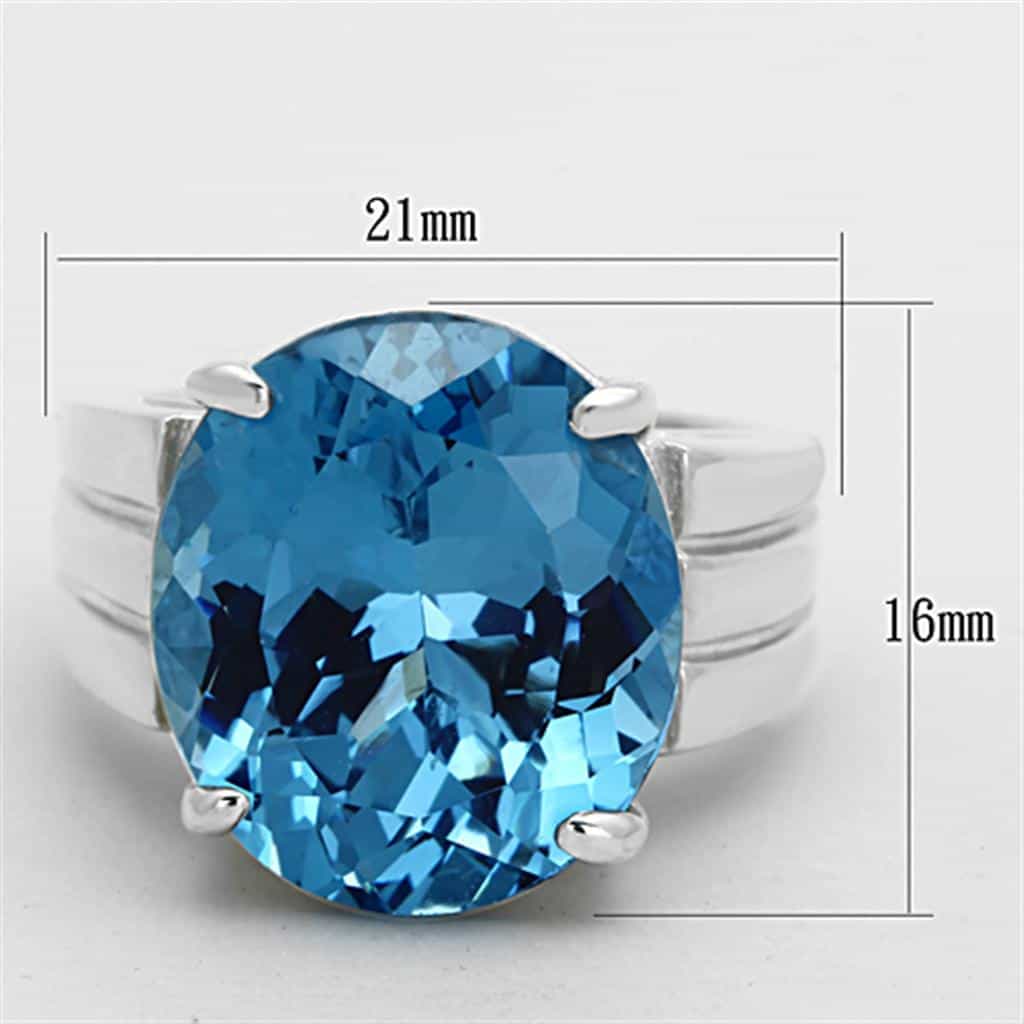 Sterling Silver Aqua Blue CZ Round Prong Solitaire Ring view 2
