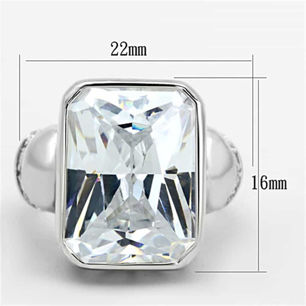 Sterling Silver CZ Emerald Cut Lattice Open Work Cocktail Ring view 2