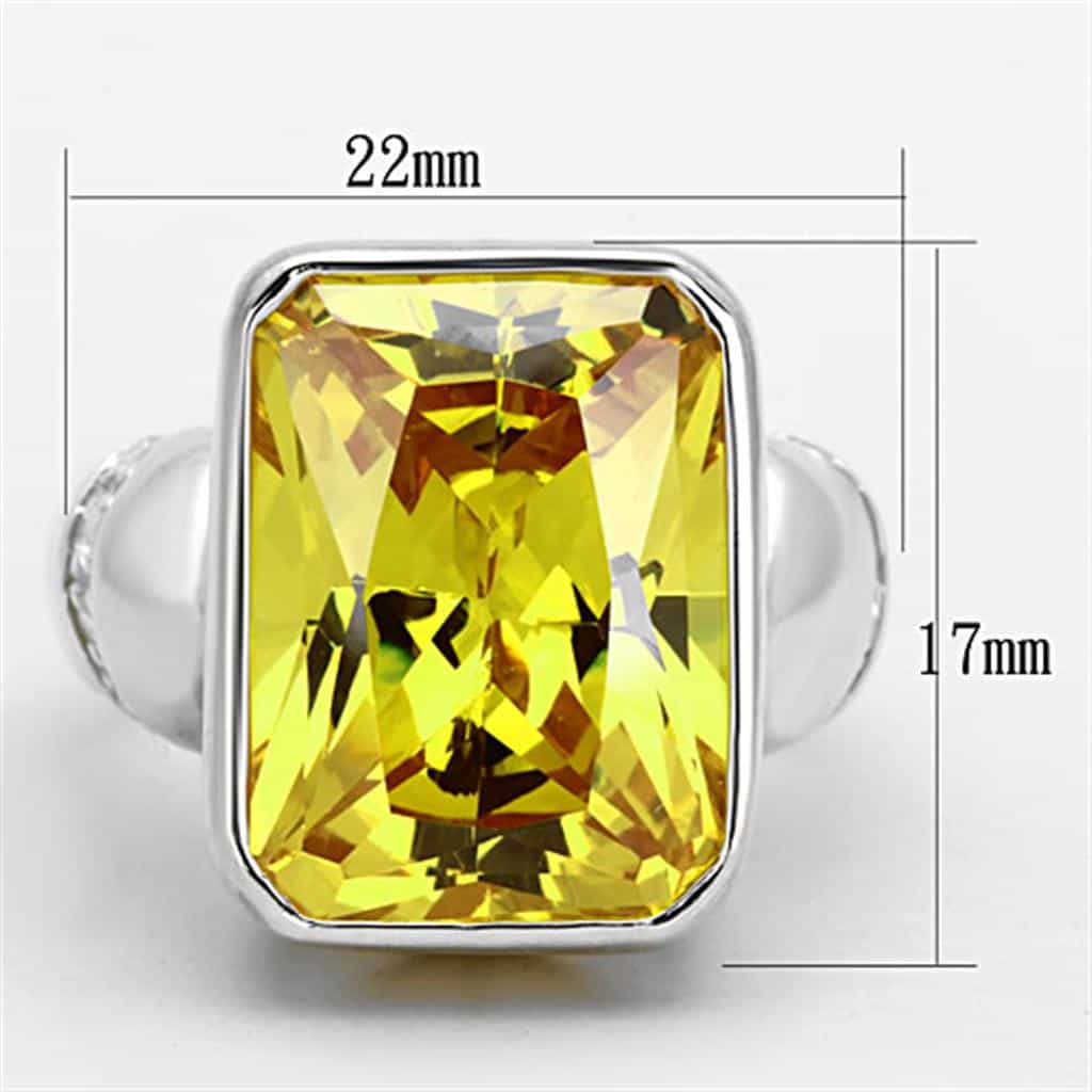 Sterling Silver Yellow Citrine Emerald Cut Lattice Open Work Ring view 2