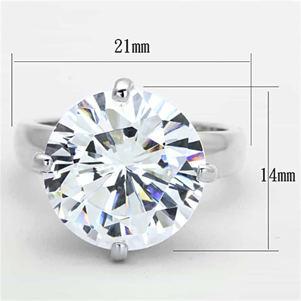 Sterling Silver CZ Round Oversized Classic Solitaire Ring view 2