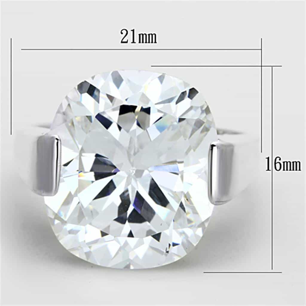 Sterling Silver CZ Round Oversized Prong Solitaire Ring view 2