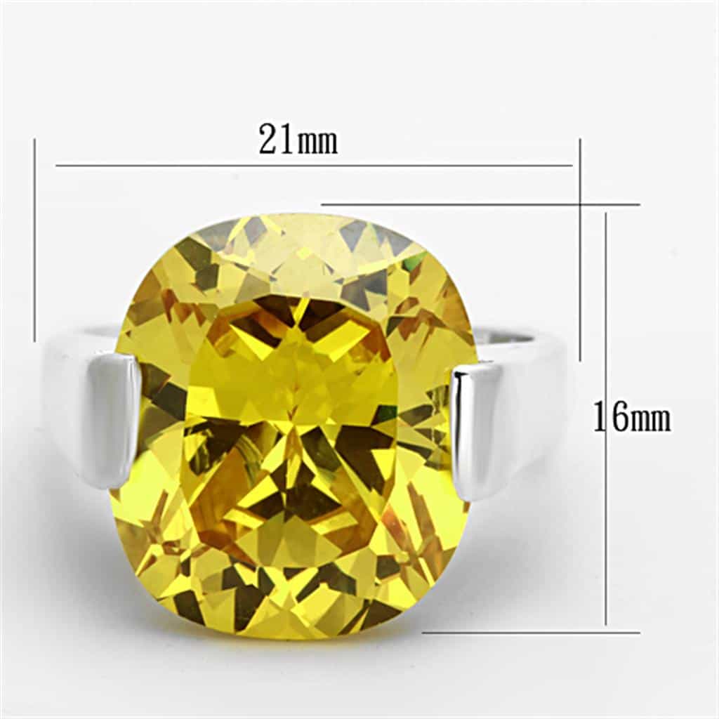 Sterling Silver Yellow Citrine Round Oversized Prong Ring view 2