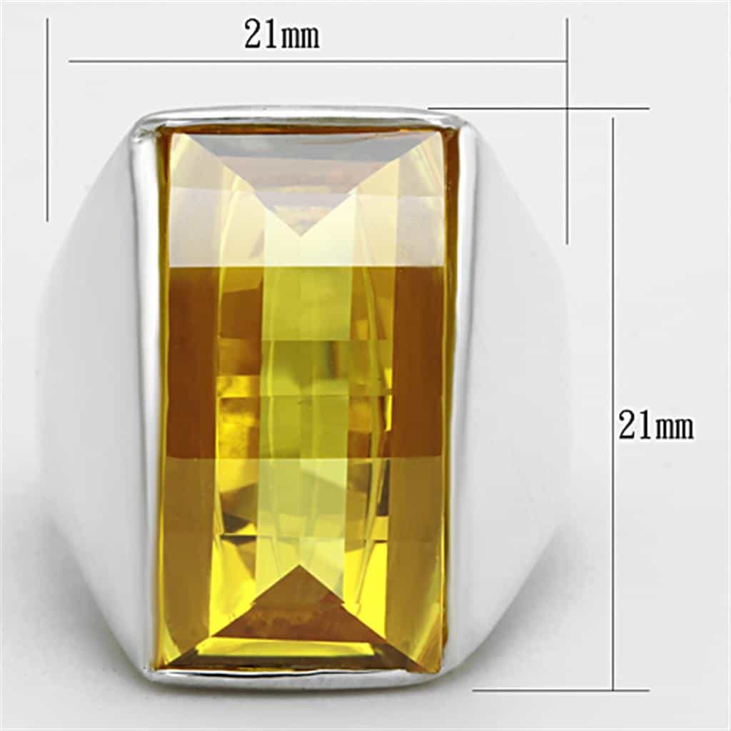 Sterling Silver Yellow Citrine Emerald Cut Bezel Modern Ring view 2