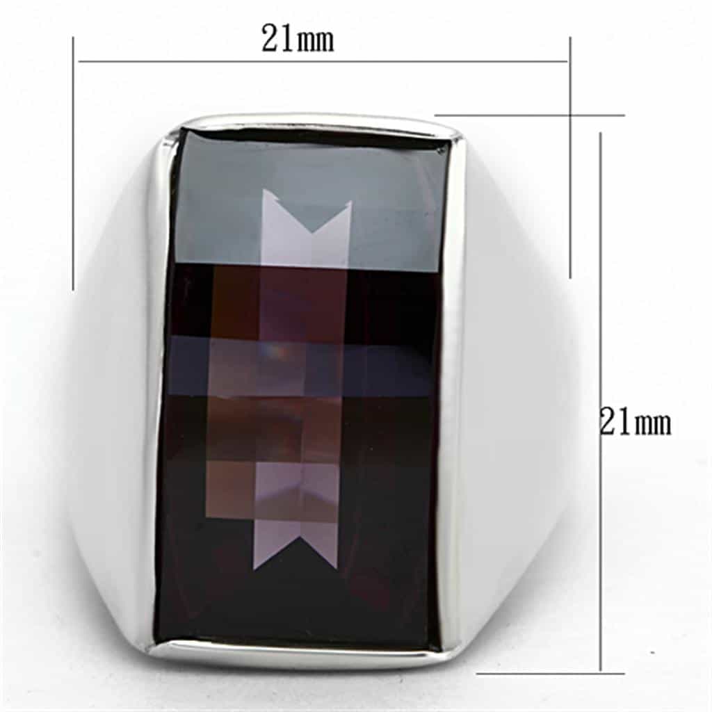 Sterling Silver Smoky Dark CZ Emerald Cut Bezel Modern Ring view 2
