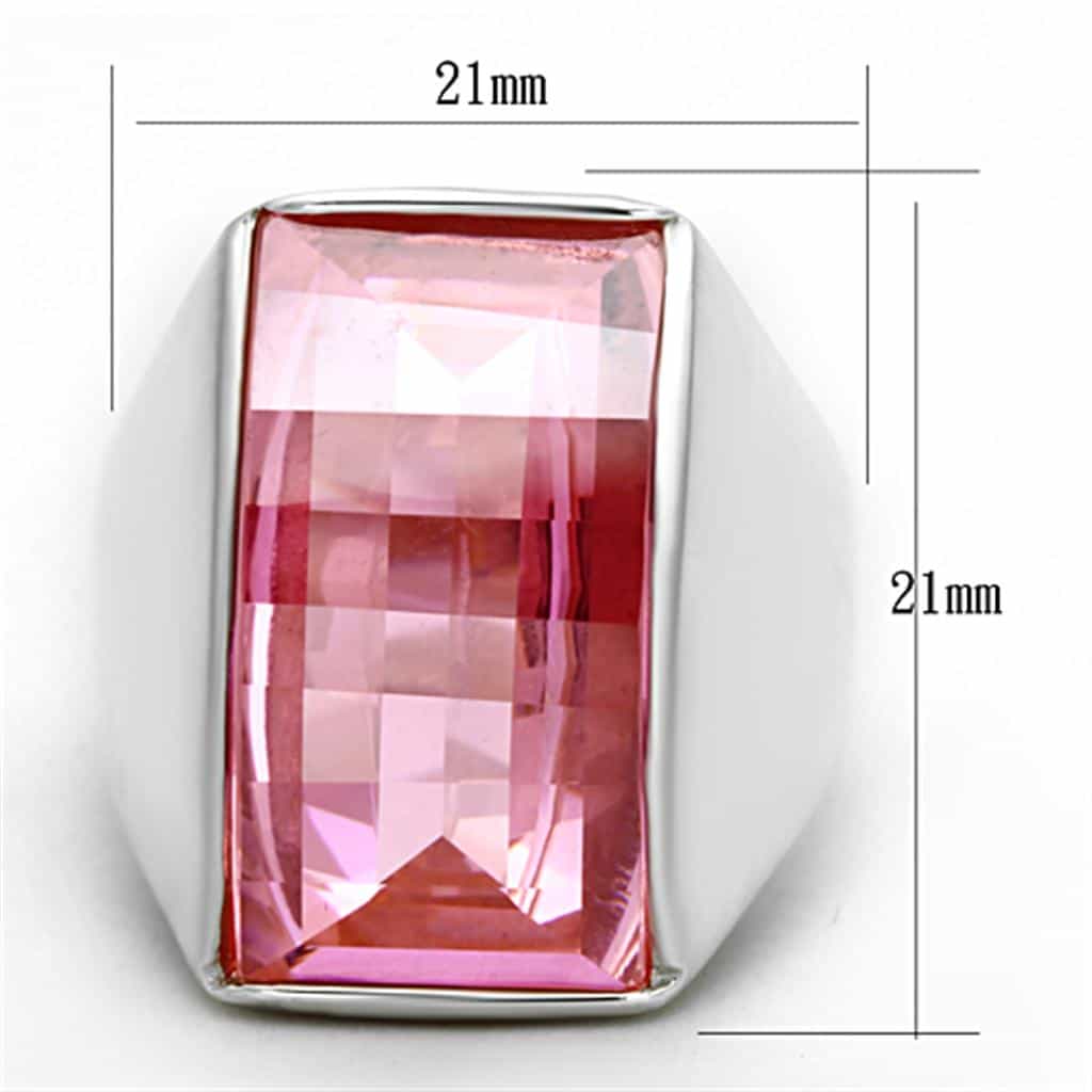 Sterling Silver Pink CZ Emerald Cut Bezel Modern Signet Ring view 2