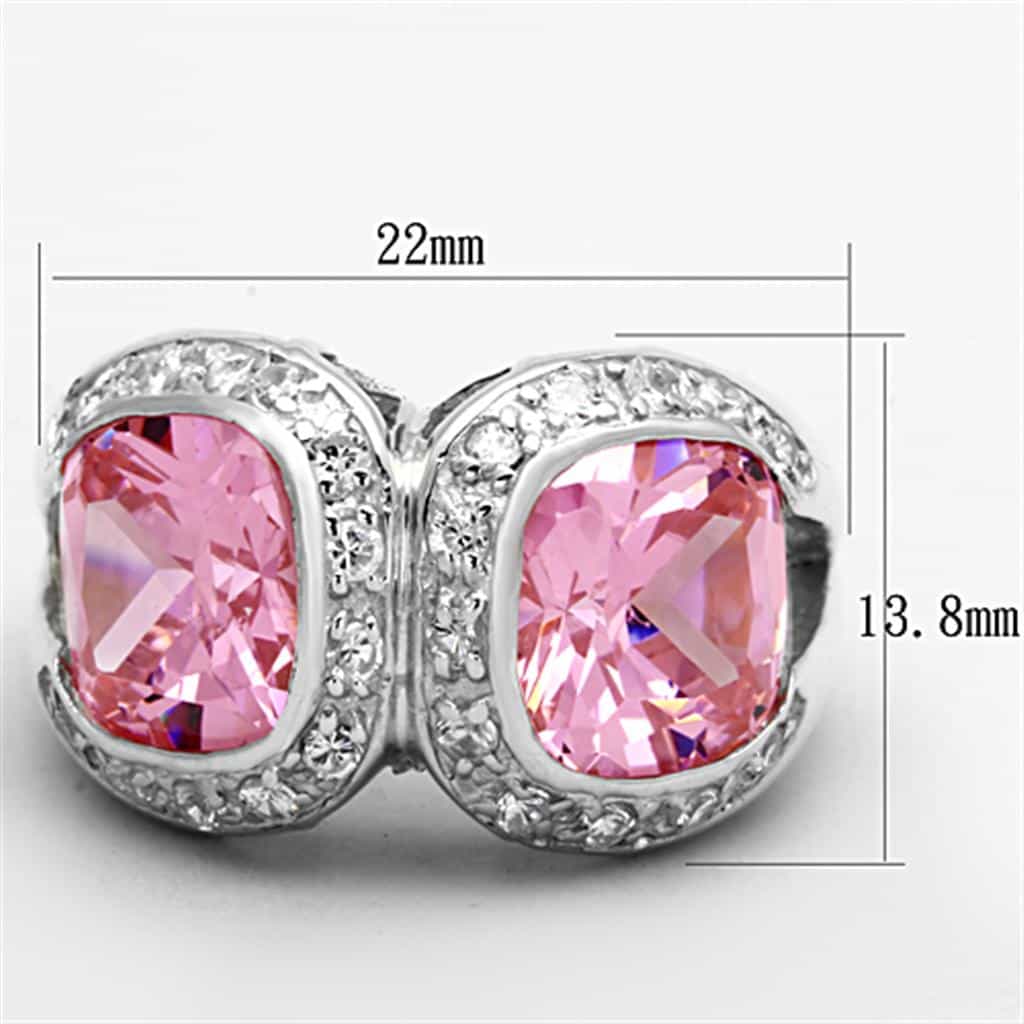Sterling Silver Pink CZ Double Pear CZ Pave Cocktail Ring view 2