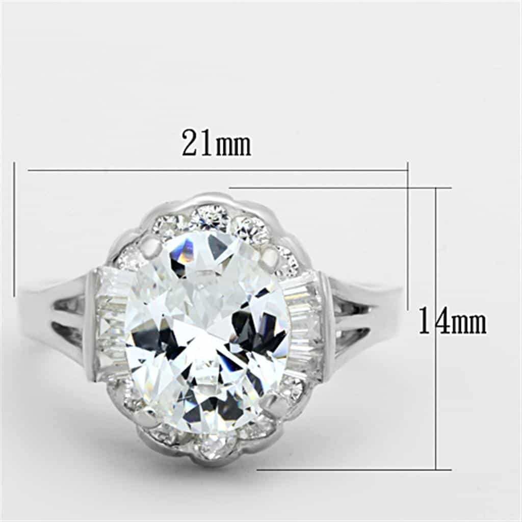 Sterling Silver CZ Round Baguette Accent Cocktail Ring view 2