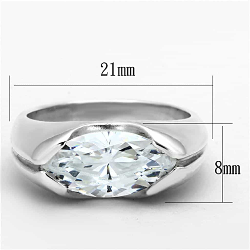 Sterling Silver CZ Marquise Bezel Flush Wide Band Ring view 2