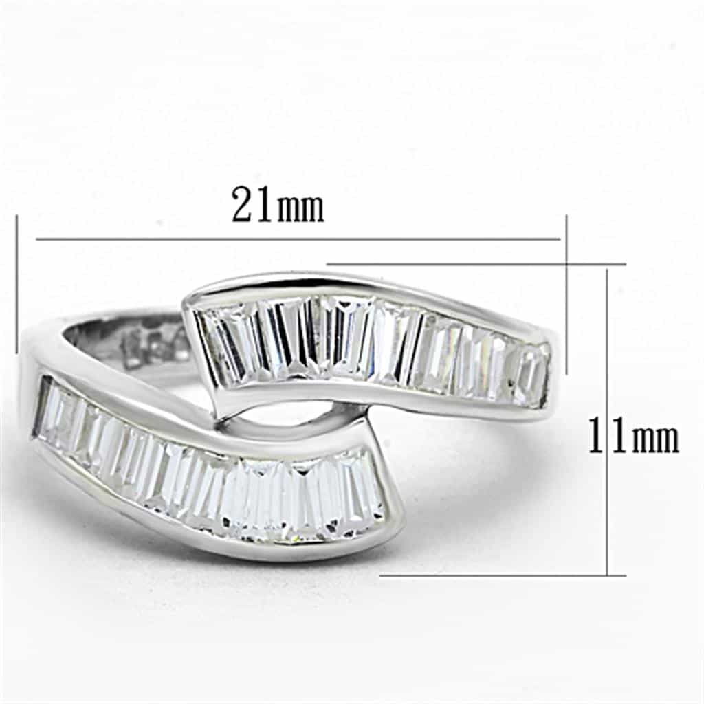 Sterling Silver CZ Baguette Channel Bypass Band Ring view 2