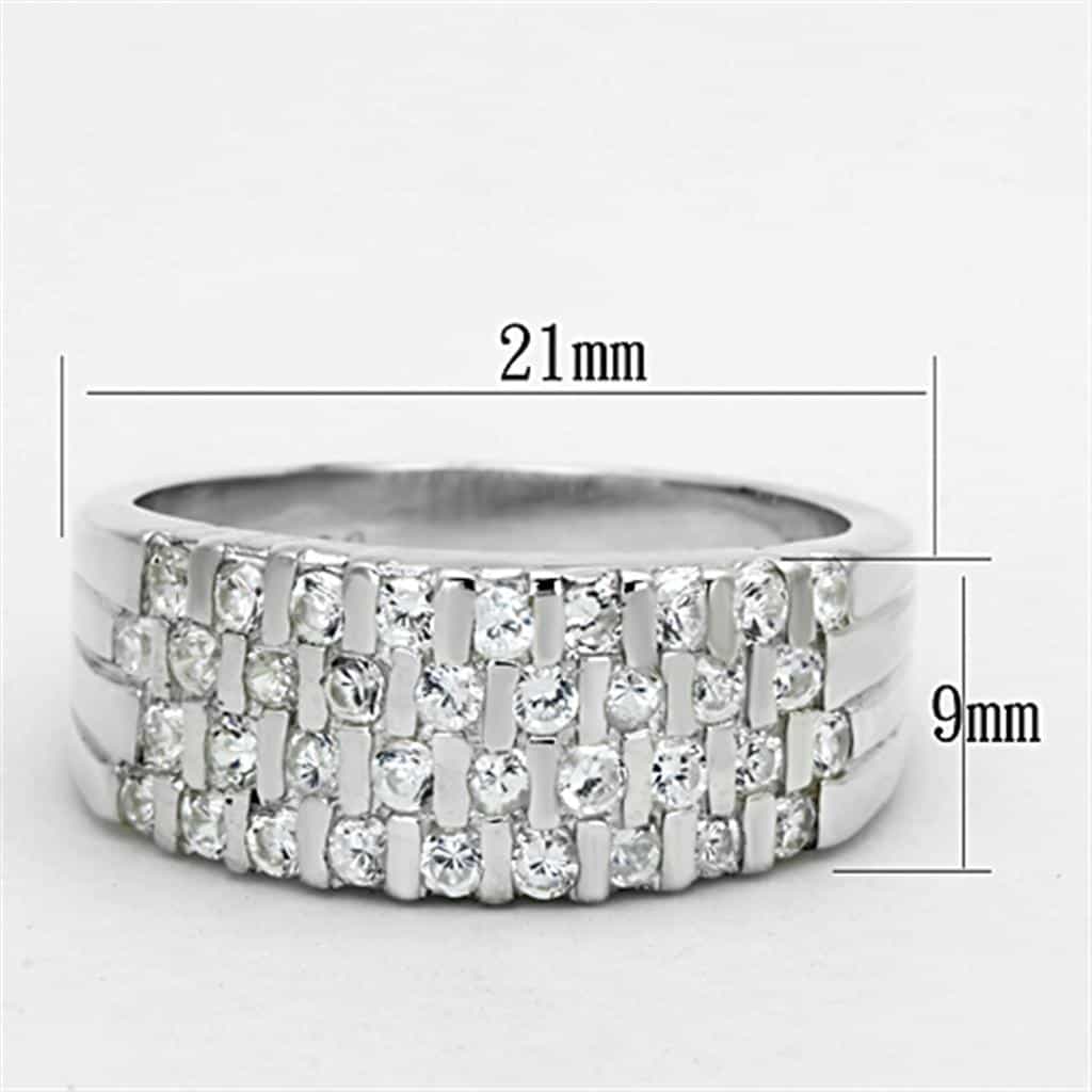 Sterling Silver CZ Round Multi Row Channel Wide Band Ring view 2
