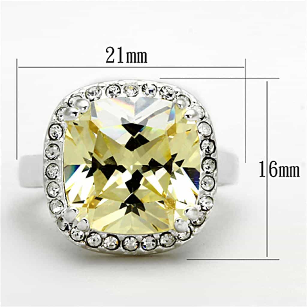 Sterling Silver Yellow Peridot CZ Cushion Pave Halo Cocktail Ring view 2