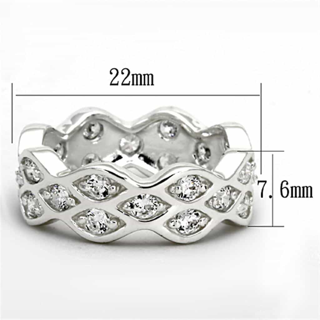 Sterling Silver CZ Pave Wave Infinity Eternity Band Ring view 4