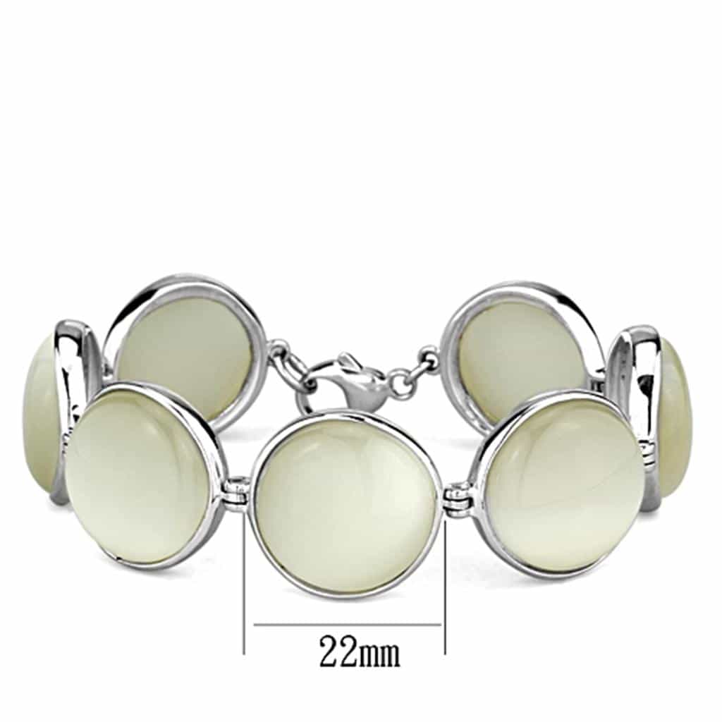 Sterling Silver Ivory Cabochon Round Link Bracelet view 2