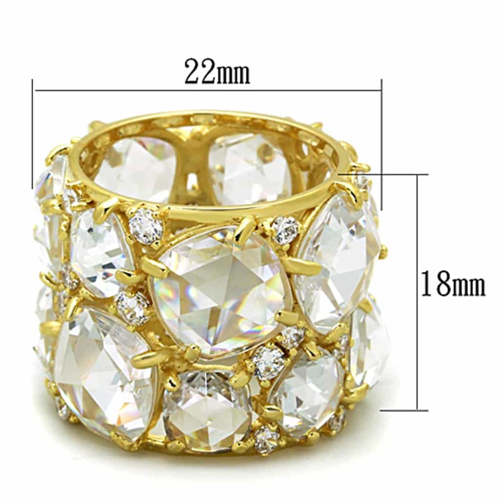 Sterling Silver Gold CZ Faceted Rose Cut Cluster Wide Band Ring view 2