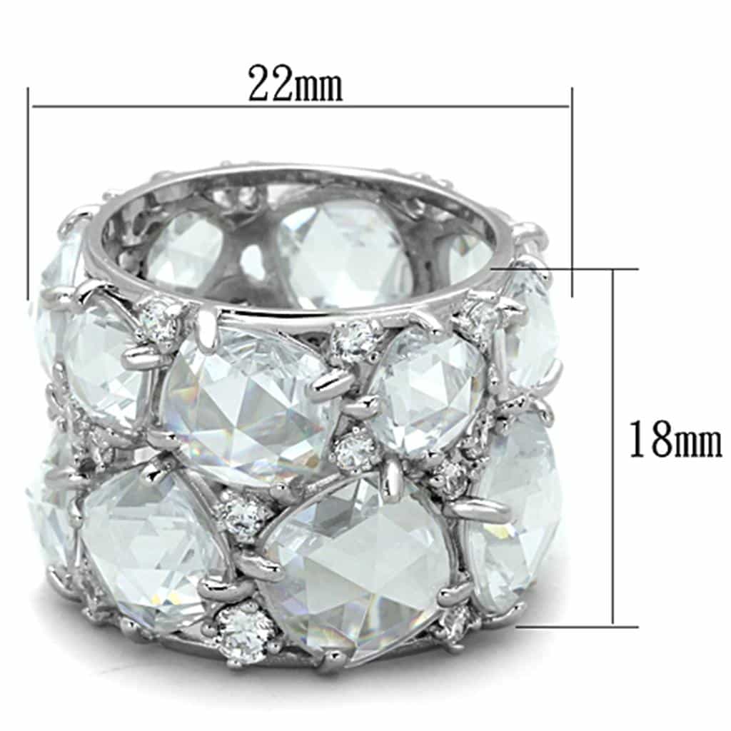 Sterling Silver CZ Faceted Rose Cut Cluster Wide Band Ring view 2
