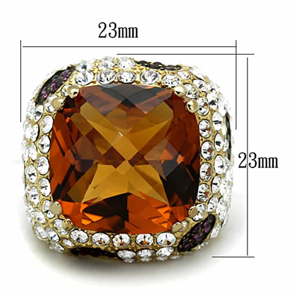 Sterling Silver Gold Champagne CZ Pave Leopard Print Dome Ring view 4