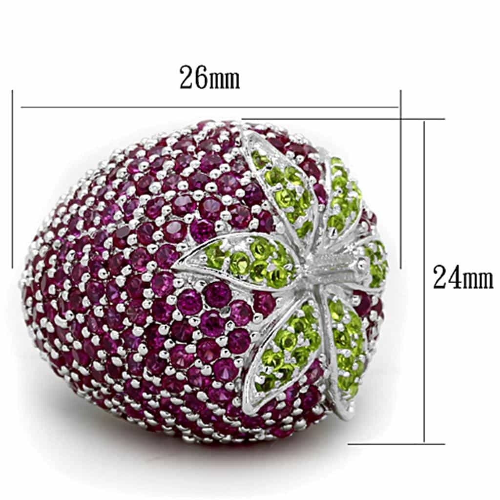 Sterling Silver Ruby Peridot Strawberry Dome Ring view 4