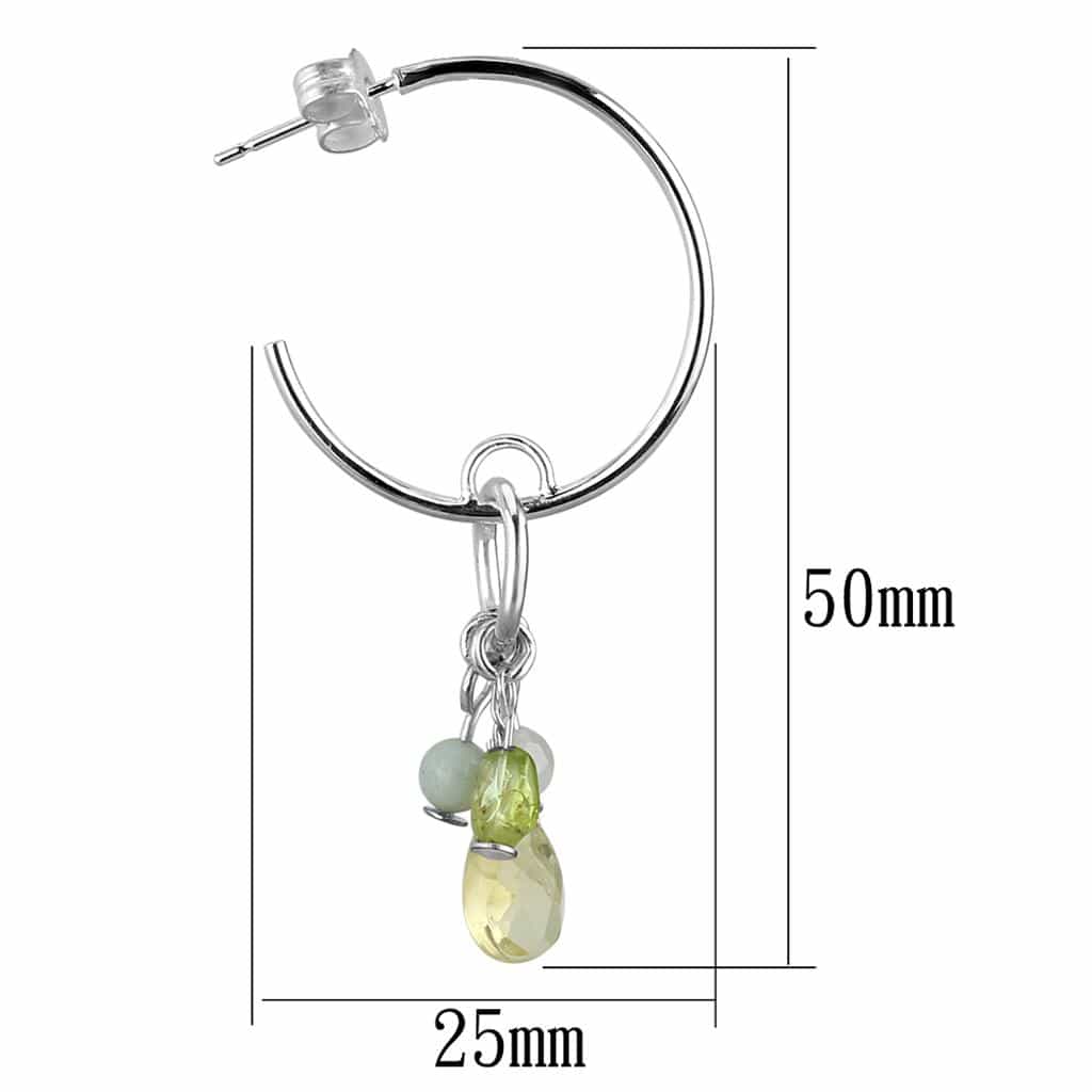 Sterling Silver CZ Bead Hoop Earrings | The Stainless Jewelry view 2