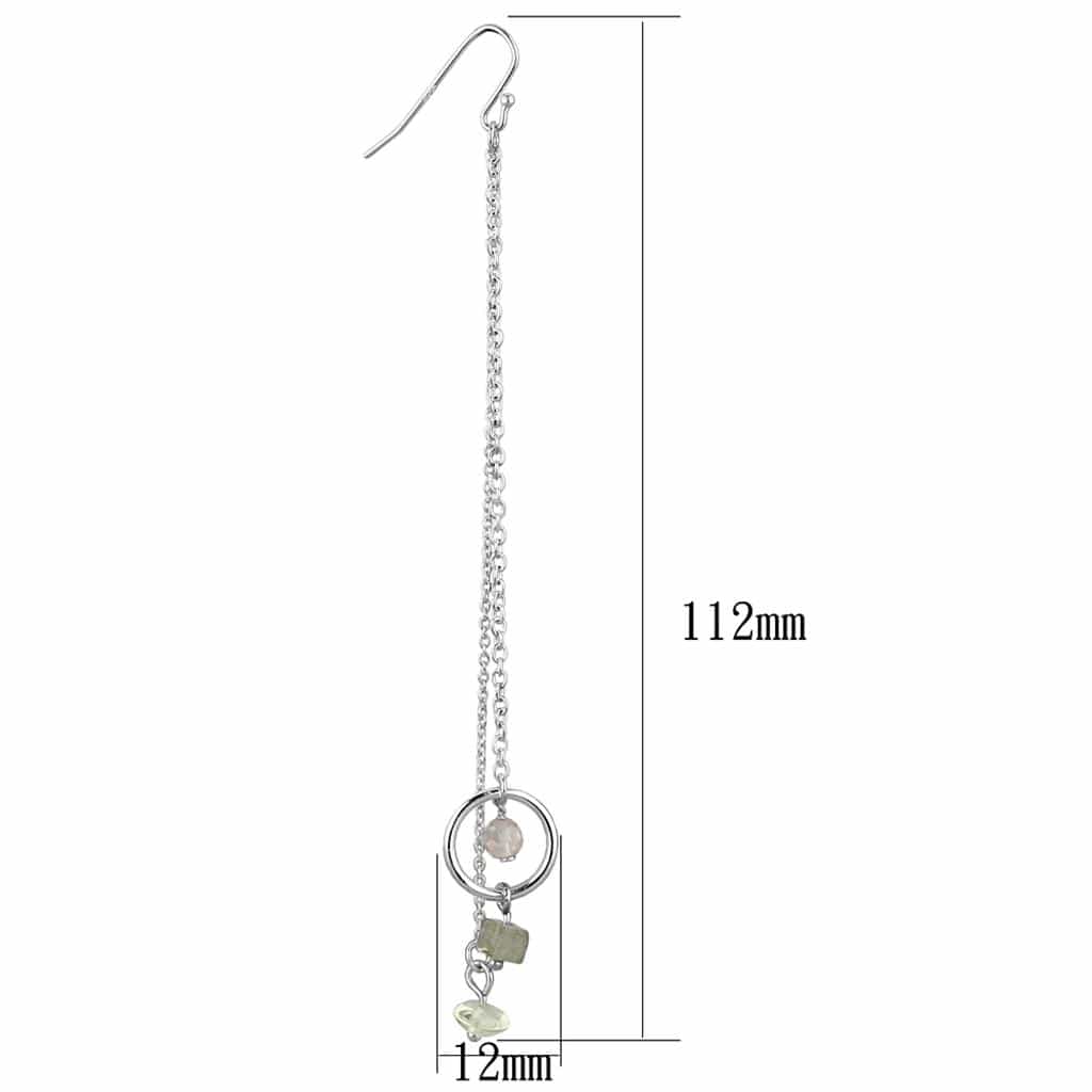 Sterling Silver Gemstone Bead Chain Thread Dangle Earrings view 2