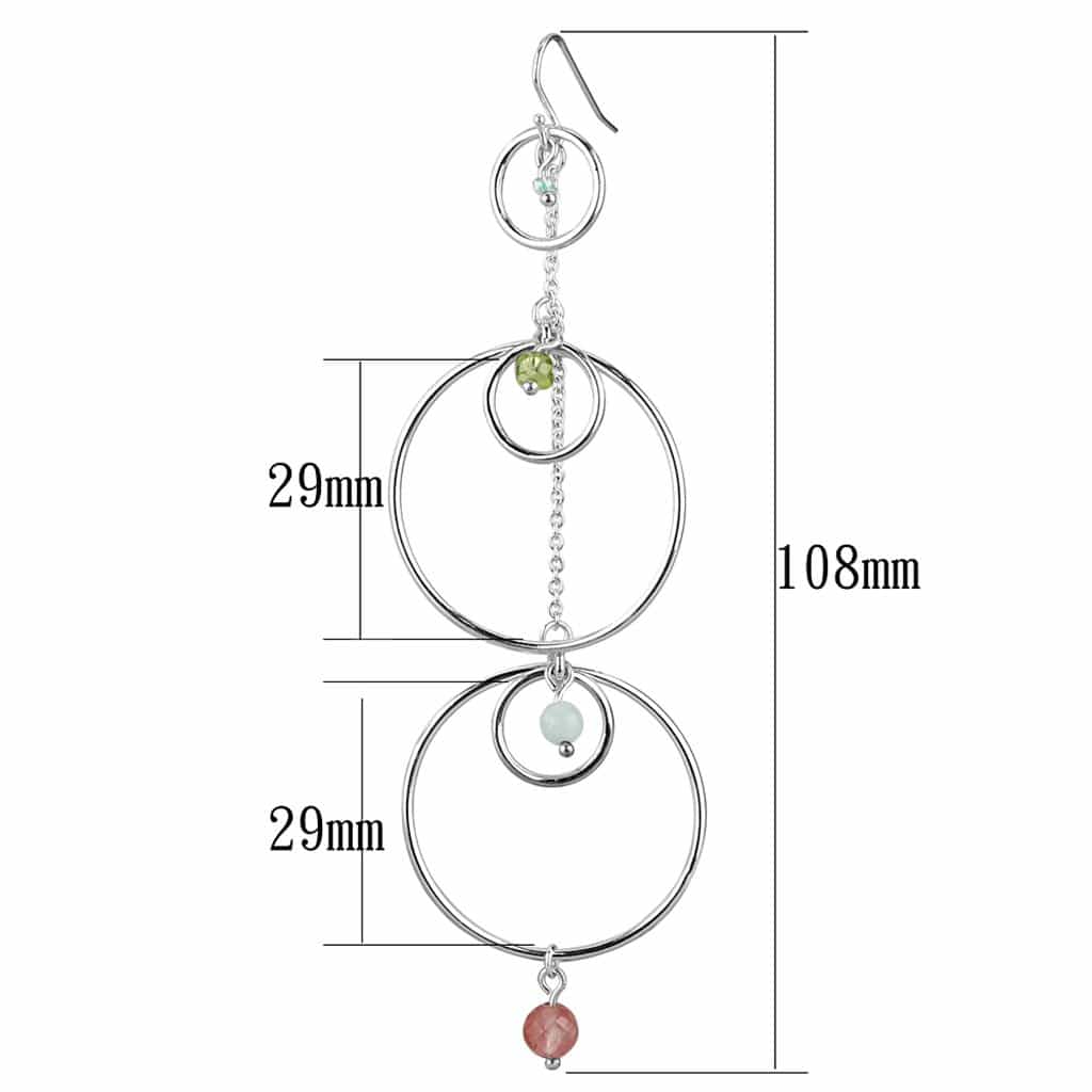 Sterling Silver CZ Gemstone Circle Drop Earrings view 2