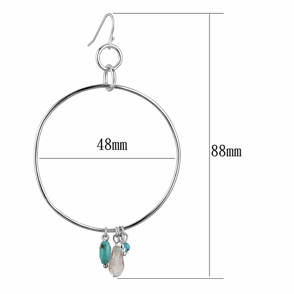 Sterling Silver CZ Crystal Bead Hoop Earrings view 2