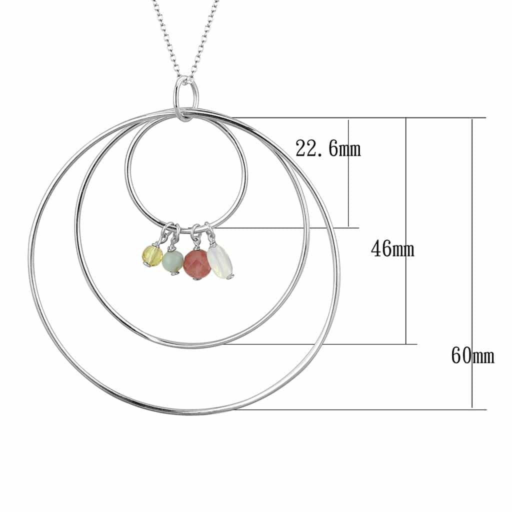 Sterling Silver Double Circle Gemstone Bead Pendant Necklace view 2